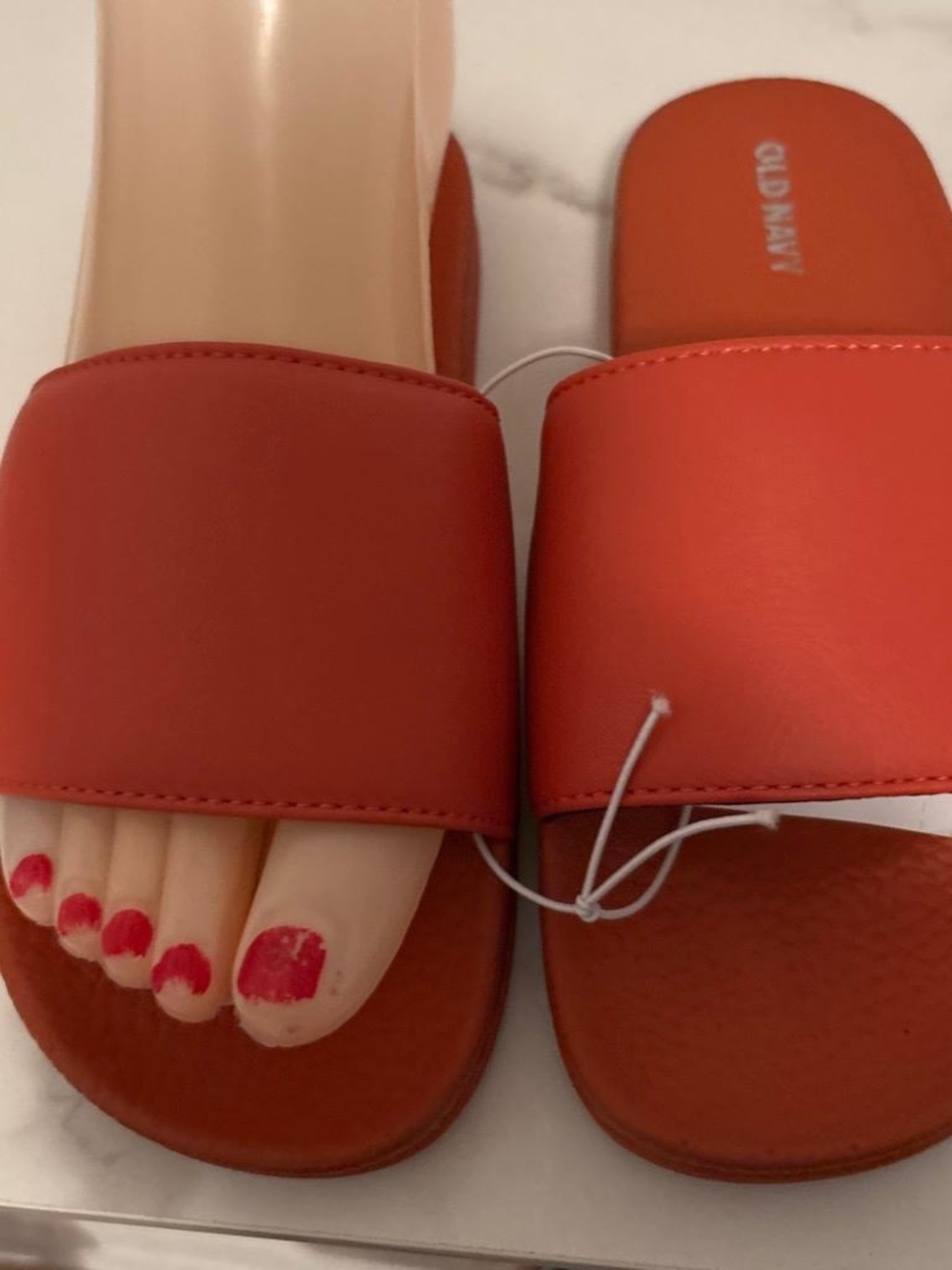 Old Navy Women's Coral-Red Slide Sandals